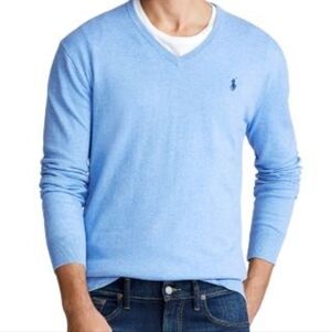 Polo | Men's Ralph Lauren Sky Blue V-Neck Sweater